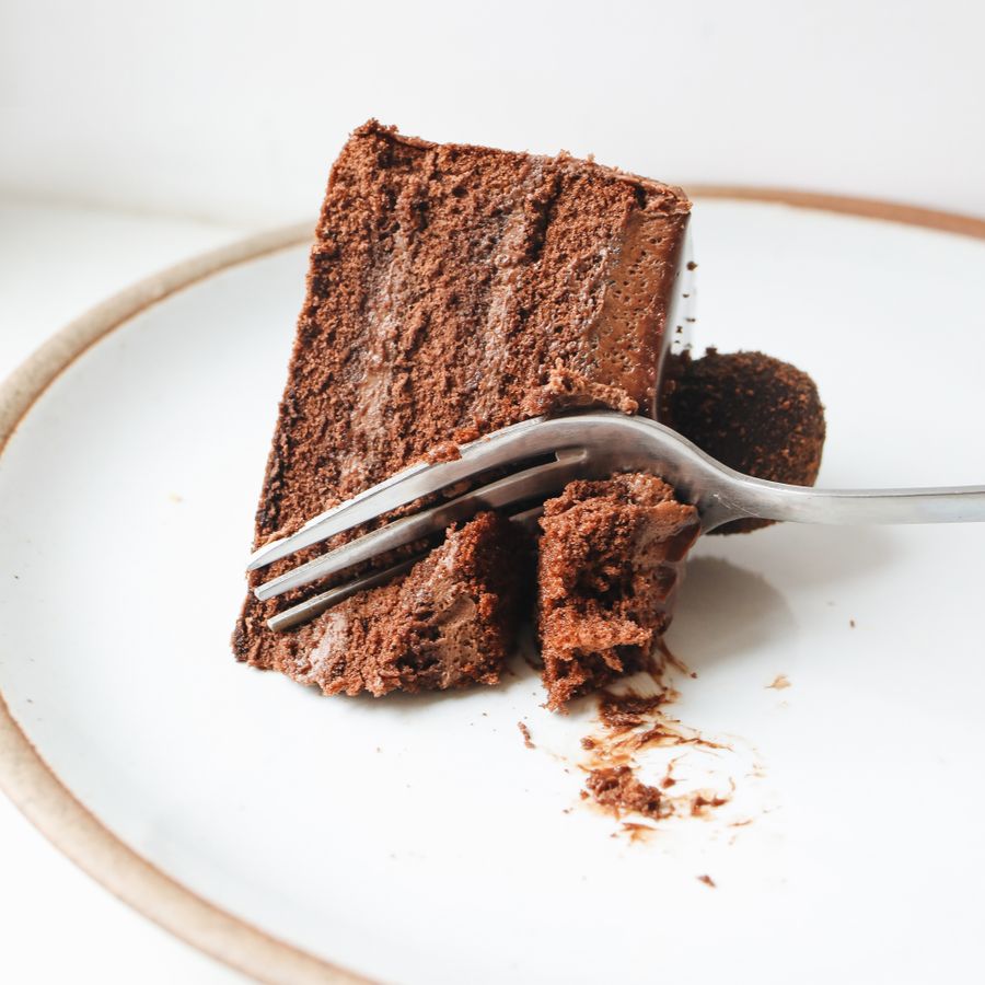 Fatia de bolo de chocolate